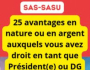 SAS-SASU  25 AVANTAGES EN NATURE OU EN ARGENT